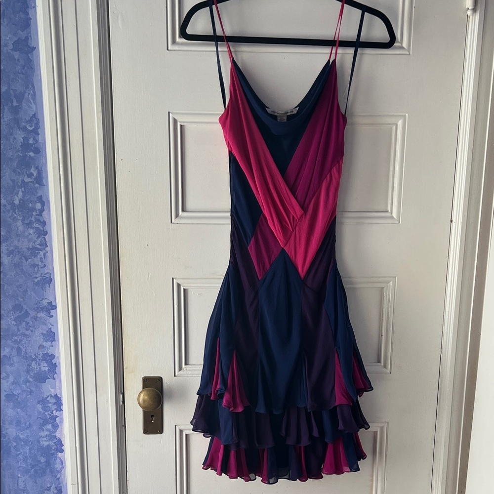 Diane Von Furstenberg Pink, Blue, Purple, and Magenta Silk Party Dress